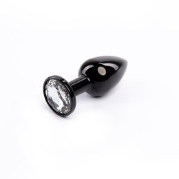 Korek analny Fantasy czarny z białym diamentem 7 cm