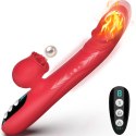 Wibrator silikonowy liżący pchający podgrzewany B Series Fox czerwony 24cm