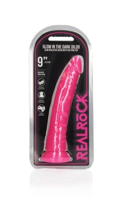 Dildo realistyczne slim z przyssawką RealRock świecące w ciemności 22,5 cm