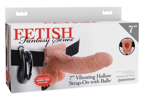 FETISH FANTASY SERIES 7 INCH VIBRATING HOLLOW STRAP-ON WITH BALLS LIGHT