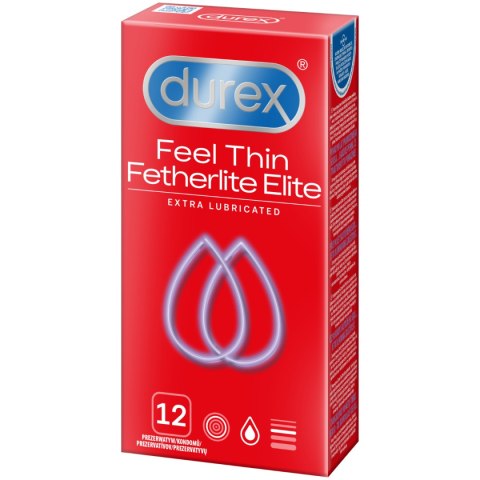 Prezerwatywy Lateksowe Cieńsze Z Dodatkowym Żelem Fetherlite Elite 12 Szt. Durex