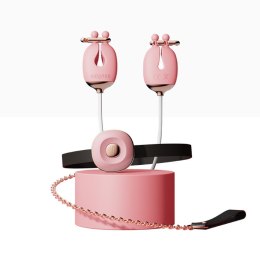Zaciski No.2 Vibrating Nipple Clamps And Choker Set Pink Qingnan