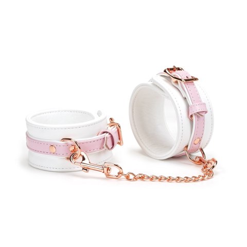 Kajdanki White & Pink Fairy Goat Leather Ankle Cuffs Liebe Seele