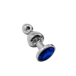 Korek analny Lollypop Double Ball Metal Plug M Blue Wooomy