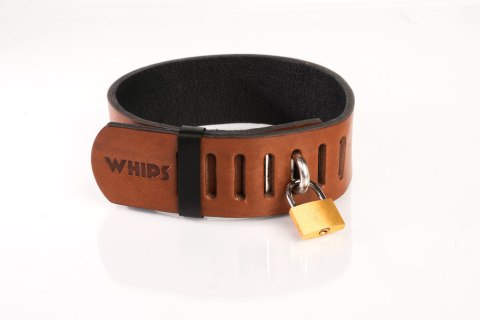 Obroża z kłódką brązowa L Primal Bond Whips
