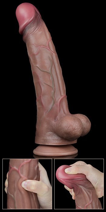 DILDO 11.5'' DUAL LAYERED PLATINUM SILICONE COCK