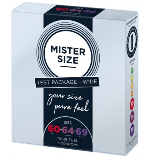 Zestaw 3 Prezerwatyw O Różnej Średnicy Testbox 60-64-69 3 Condoms Mister.Size