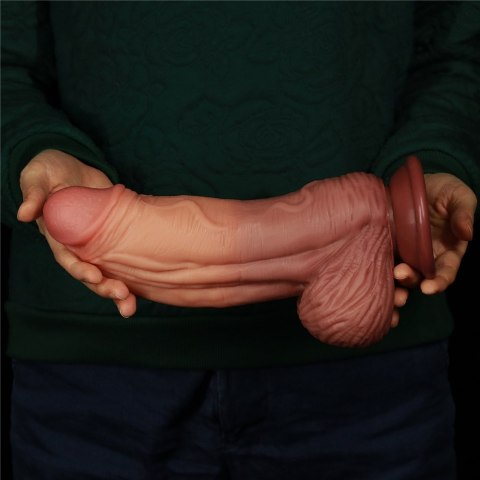 DILDO 10'' DUAL LAYERED PLATINUM SILICONE COCK