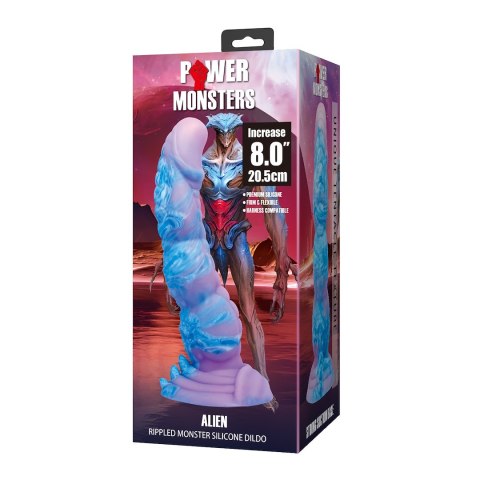POWER MONSTERS ALIEN RIPPLED MONSTER SILICONE DILDO WITH SUCTION CUP