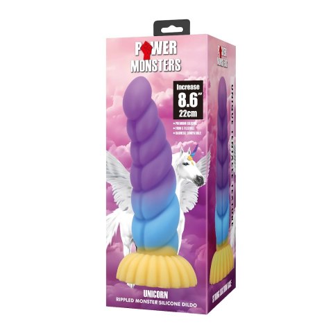 POWER MONSTERS UNICORN RIPPLED MONSTER SILICONE DILDO WITH SUCTION CUP