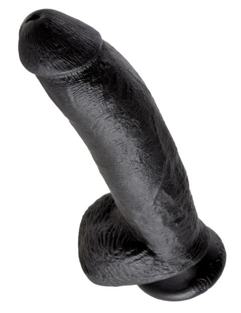 King Cock 9″ z jądrami, czarny – dildo z przyssawką Pipedream