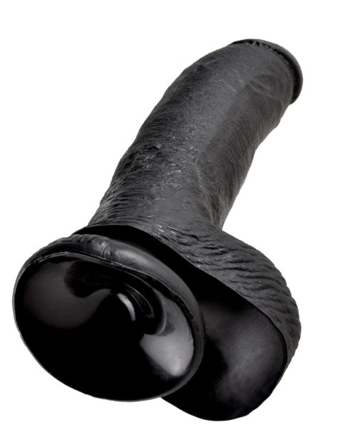 King Cock 9″ z jądrami, czarny – dildo z przyssawką Pipedream