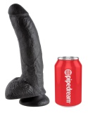 King Cock 9″ z jądrami, czarny – realistyczne dildo z przyssawką