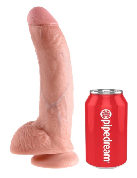 King Cock 9 cali z jądrami w kolorze jasnym to realistyczne dildo Pipedream z PVC