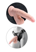 King Cock Plus 9″ Triple Density Swinging Balls: potrójna gęstość Fanta Flesh, ruchome jądra, przyssawka zgodna z uprzężami.