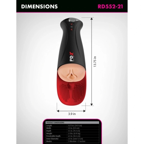 PDX Elite Fuck-O-Matic Pro XL – automatyczny masturbator z ssaniem, wibracjami i ekranem LED