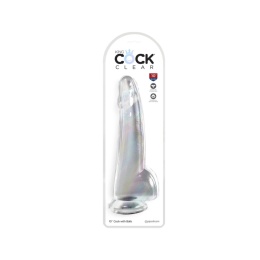 King Cock Clear 10″ z jądrami – przezroczyste dildo z TPE, 25,4 cm