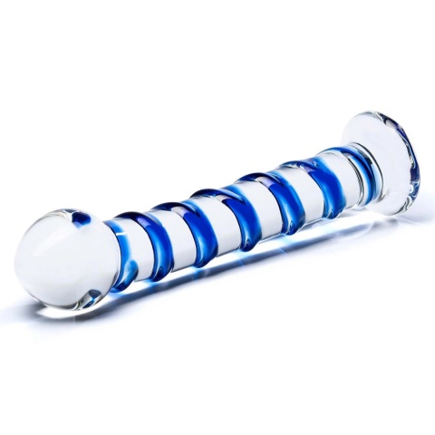 Szklane Dildo Z Niebieską Spiralą Dookoła Blue Spiral S Dildo Glas