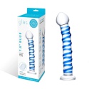 Glas Blue Spiral Dildo – szklane dildo z niebieską spiralą, 17,8 cm