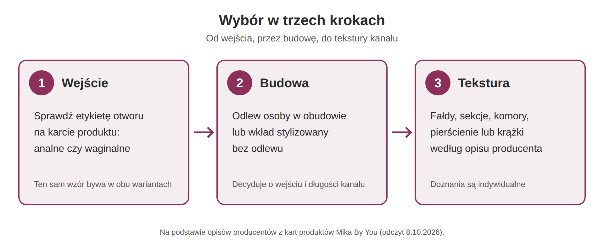 Schemat wyboru masturbatora analnego w trzech krokach